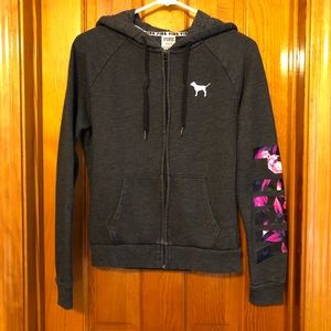 PINK Victoria’s Secret gray zip up hoodie size s